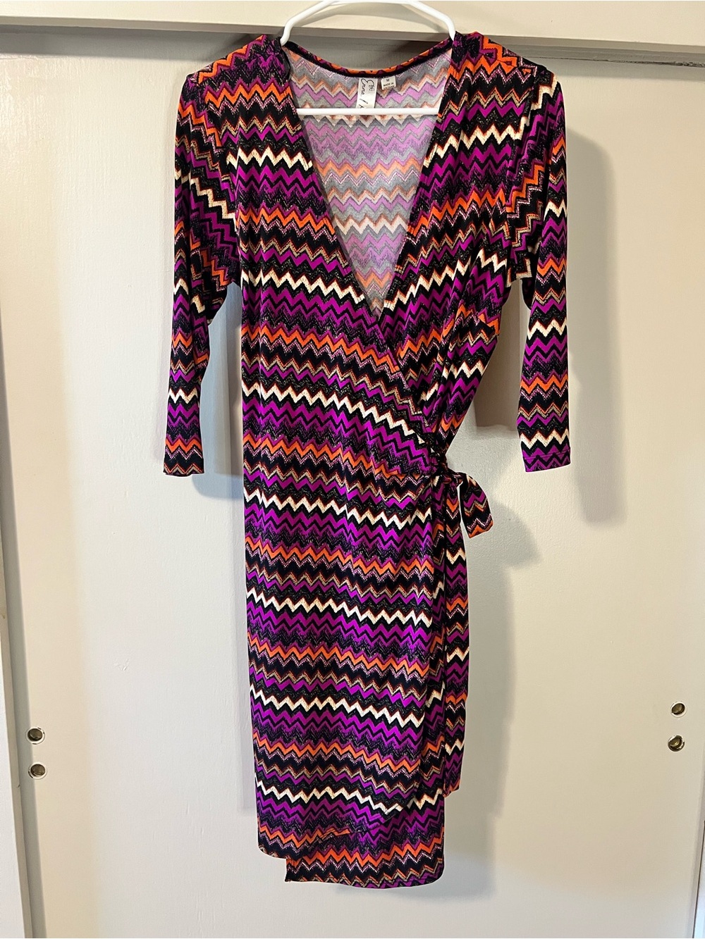 Emma & Michele Multicolor Chevron Wrap Dress Size M - Picture 2 of 5